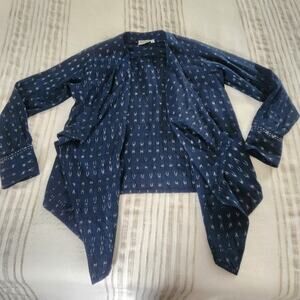 Serrv Women’s blue pattern Ribbed Cardigan jacket small